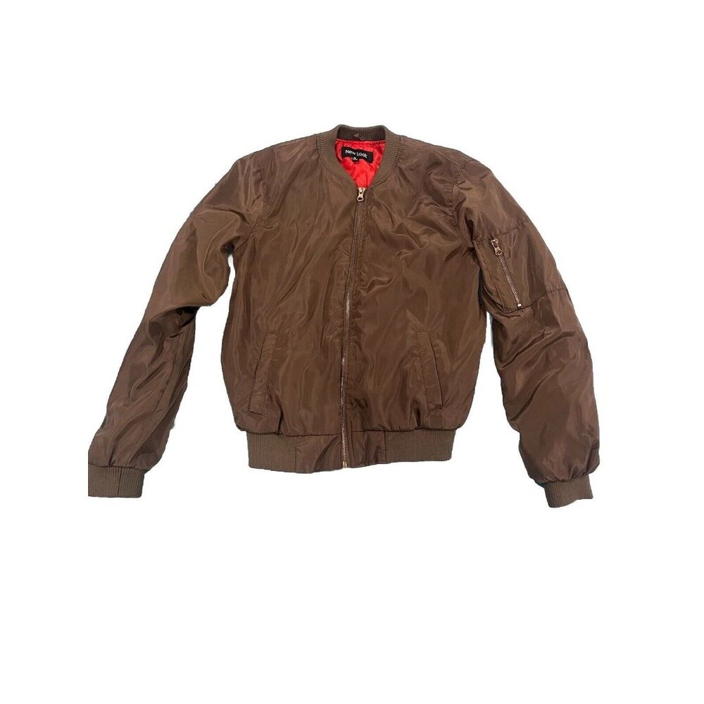 Olive Green Women’s Bomber Jacket With Orange Interior Lining